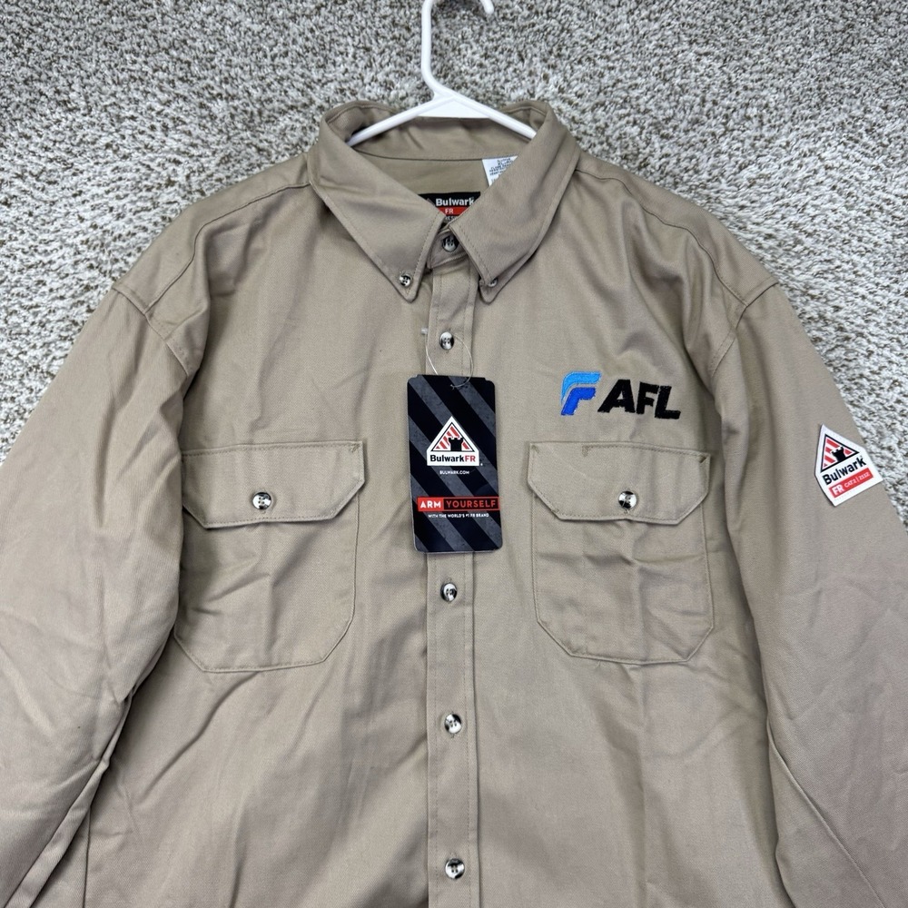 Bulwark FR Shirt Men's XL Tan Long‎ Sleeve CAT 2 2112 Button Up Uniform Work NEW